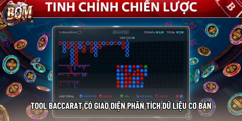 Tool baccarat có giao diện phân tích dữ liệu cơ bản